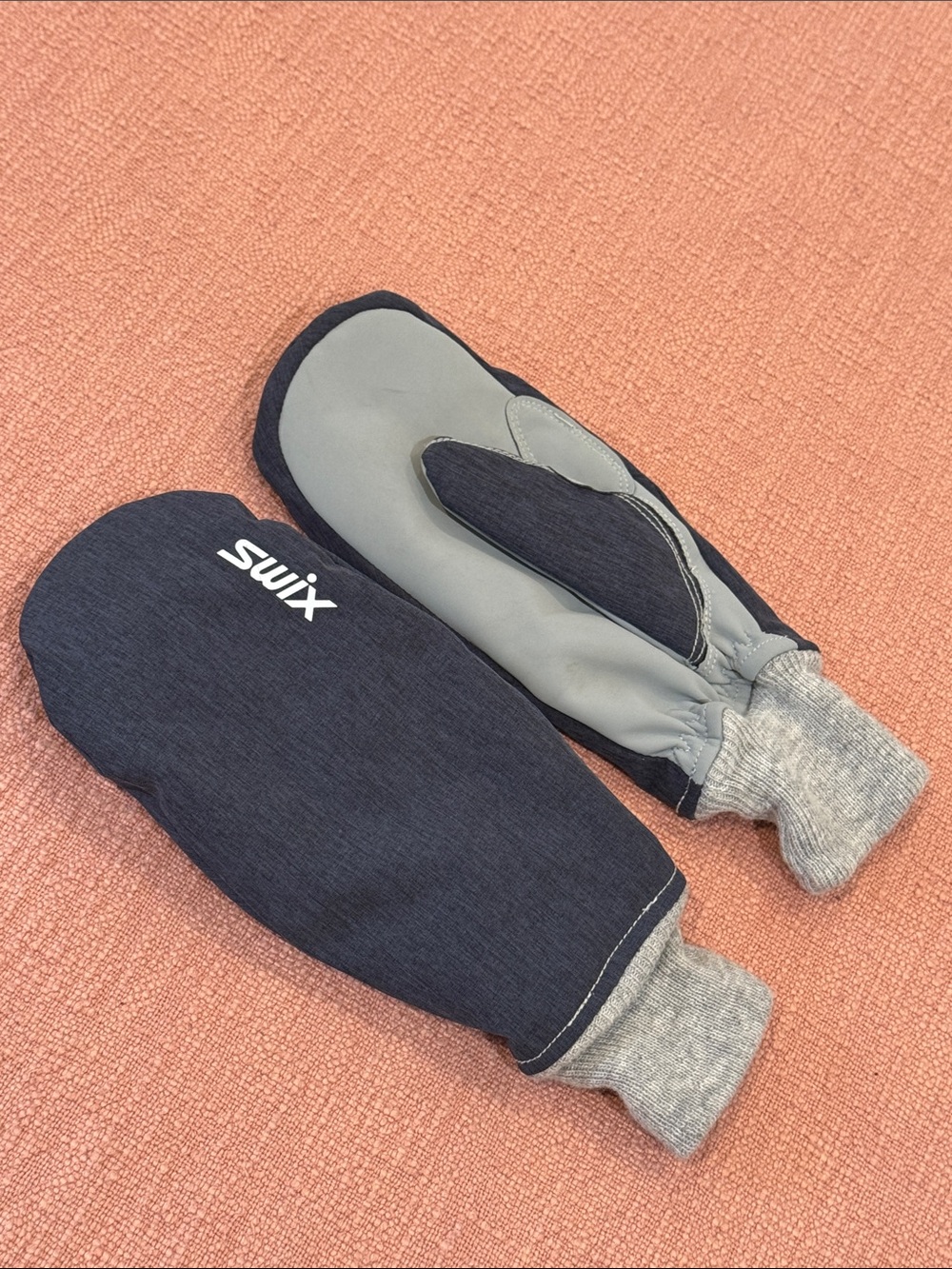 XL unisex (size 10) Navy and Gray wool blend Insulated Ski Mittens Swix Blizzard